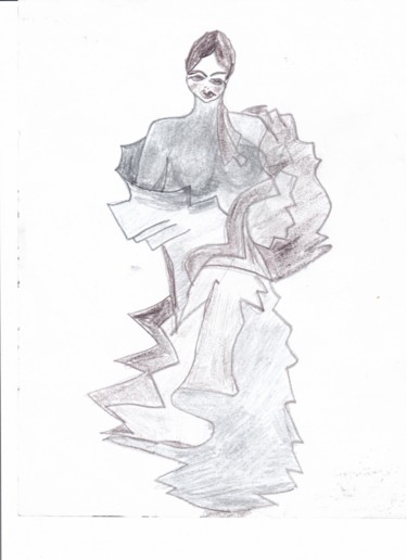 Dibujo titulada "ARTD20 VAMP VESTIDA" por Ro Model, Obra de arte original, Lápiz