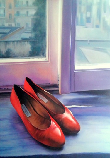 Pittura intitolato "il davanzale" da Roberto Orlandi, Opera d'arte originale, Olio