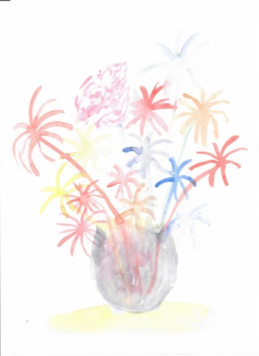 Pintura titulada "ARTD33 PALMS" por Ro Model, Obra de arte original, Acuarela