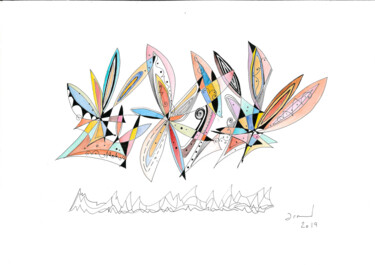 Painting titled "L'art de papillonner" by Arnaud Dromigny, Original Artwork, Watercolor