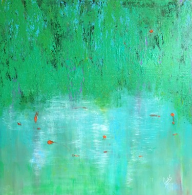 Schilderij getiteld "RÉFLEXIONS 4 ÉTÉ" door Rick Smith, Origineel Kunstwerk, Acryl Gemonteerd op Frame voor houten brancard