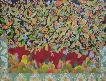 Peinture intitulée "The evening song" par Chaitali Chatterjee, Œuvre d'art originale, Huile
