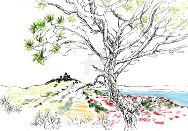 Dessin intitulée "Col Prat de Mollo" par Anne-Marie Mary, Œuvre d'art originale, Aquarelle