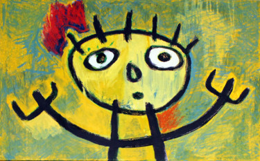 Abstract art. Kid: Tribute to Miró Peinture intitulée "Abstract art. Kid:…" par Gabo Mendoza, Œuvre d'art originale, Huile