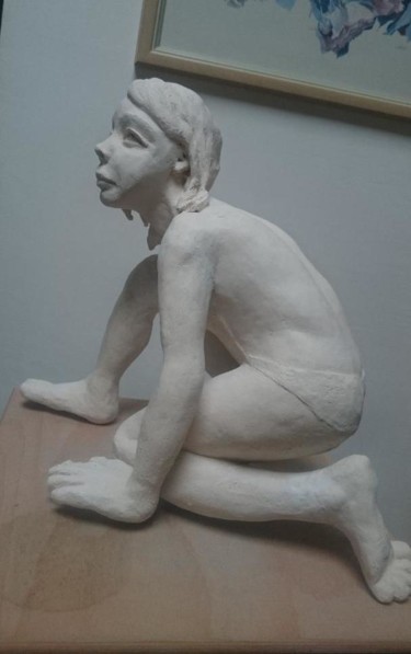 Sculptuur getiteld "A la plage" door Chrysanthou, Origineel Kunstwerk, Klei