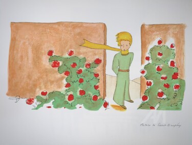 Printmaking titled "Le Petit Prince Dan…" by Antoine De Saint-Exupéry, Original Artwork, Lithography