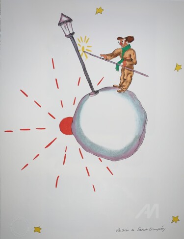 Printmaking titled "L'Allumeur des Réve…" by Antoine De Saint-Exupéry, Original Artwork, Lithography