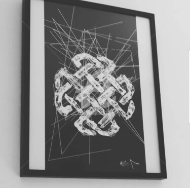 「Noeud Celte」というタイトルの製版 Thibault Béthencourtによって, オリジナルのアートワーク, スクリーン印刷 ウッドパネルにマウント