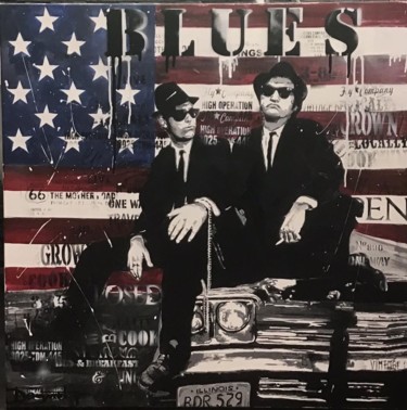 Peinture intitulée "Blues brothers" par Fabienne Dagnet, Œuvre d'art originale, Acrylique