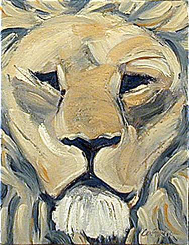Lion Peinture intitulée "Lion" par Gilbert Laporta, Œuvre d'art originale, Huile