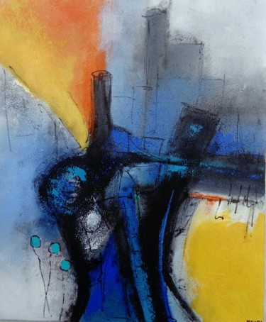 Peinture intitulée "ABSTRACTION BLEUE" par Mireille Maury, Œuvre d'art originale, Acrylique