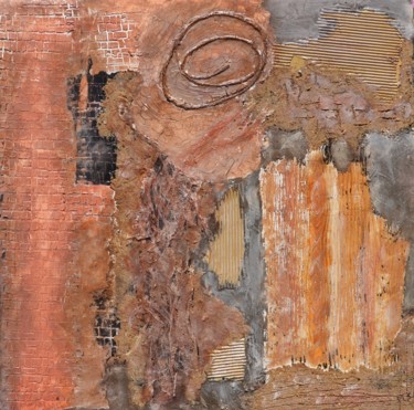 Peinture intitulée "Briques et bois" par Monique Schoonenburg (MSC), Œuvre d'art originale, Acrylique