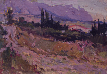 Malerei mit dem Titel "Crimean landscape" von Vasily Belikov, Original-Kunstwerk, Öl
