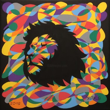 Peinture intitulée "-LiOn;•)" par Yoks, Œuvre d'art originale, Acrylique