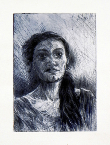 Printmaking titled "Zara" by Eva Lacres, Original Artwork, Etching