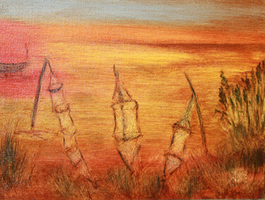 Painting titled "Nasses;   #artistsu…" by Jean Xavier Combe, Original Artwork, Oil Mounted on Wood Stretcher frame