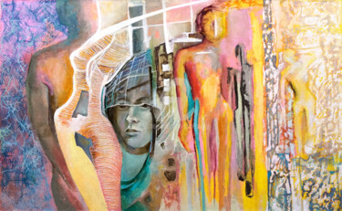 Bananowa przestrzeń Pintura intitulada "Bananowa przestrzeń" por Anna Lupa-Suchy, Obras de arte originais, Óleo