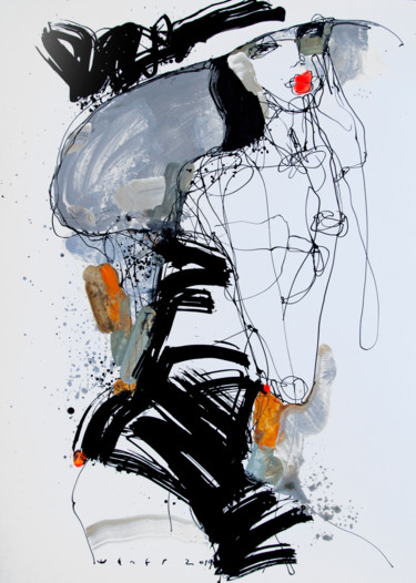 Drawing titled "Lady 16" by Viktor Sheleg, Original Artwork, Ink