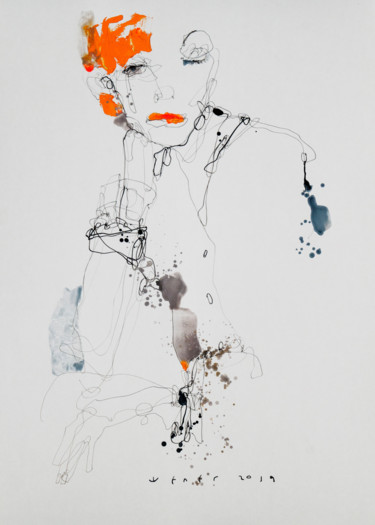 Drawing titled "Lady 17" by Viktor Sheleg, Original Artwork, Ink