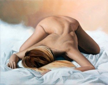 Olivia Painting titled "Olivia" by Jean-Pierre André Leclercq, Original Artwork, Oil Mounted on Wood Stretcher frame