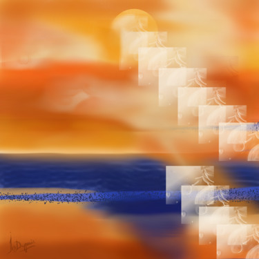 Couleurs 'Space' 36x36in (90x90 cm) Arts numériques intitulée "Couleurs 'Space' 3…" par Jocelyne Dupuis (Jo Dupuis), Œuvre d'art originale, Peinture numérique…