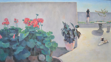 Peinture intitulée "View upstairs" par Chunlei Ni, Œuvre d'art originale, Huile