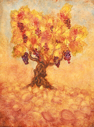 Cep en automne. #artistsupportpledge Painting titled "Cep en automne. #ar…" by Jean Xavier Combe, Original Artwork, Oil Mounted on Wood Panel