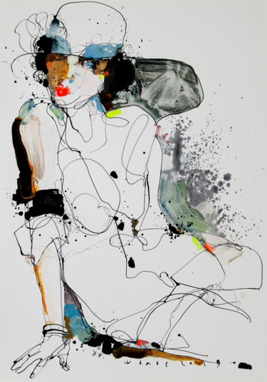 Drawing titled "Lady 24" by Viktor Sheleg, Original Artwork, Acrylic