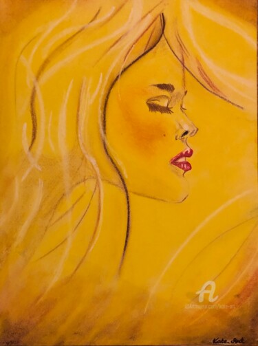 Drawing titled "Mystérieuse" by Kate_art, Original Artwork, Pastel