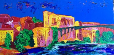 Saint Michel veille sur vous Peinture intitulée "Saint Michel veille…" par Julie D'Aragon, Œuvre d'art originale, Huile