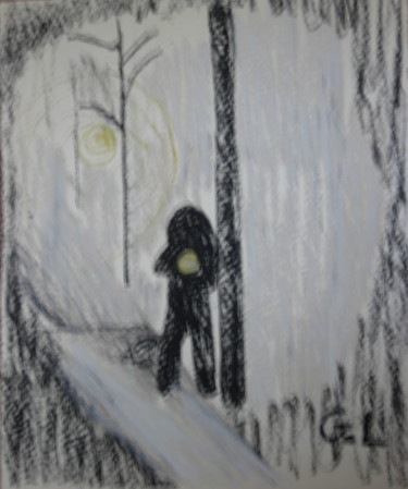 Desenho intitulada "homme dans la brume" por Ludovic Grumel, Obras de arte originais, Lápis