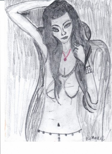 Dibujo titulada "ARTDW2 LADY ROUGE" por Ro Model, Obra de arte original, Lápiz