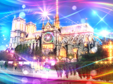 Peinture intitulée "Cathedral" par Grégory Bianchi, Œuvre d'art originale, Photo montage