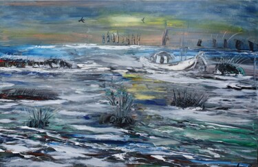 Peinture intitulée "Baie et marée" par Pascal Jung, Œuvre d'art originale, Huile
