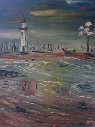 Peinture intitulée "VIEUX PHARE PERDU" par Pascal Jung, Œuvre d'art originale, Huile