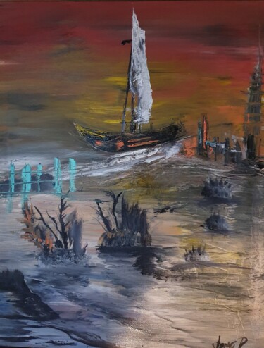 Peinture intitulée "ON THE BEACH  PERDI…" par Pascal Jung, Œuvre d'art originale, Huile