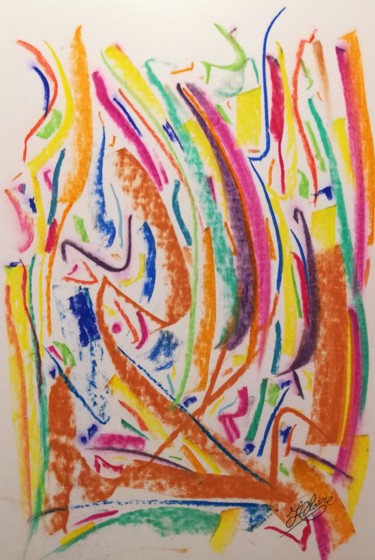 Peinture intitulée "Forêt-carlate 345" par Jean-Christophe Hilaire, Œuvre d'art originale, Pastel