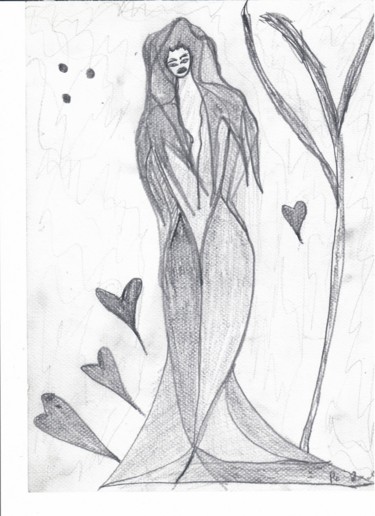 Dibujo titulada "ARTDW5 LADYFOREST" por Ro Model, Obra de arte original, Lápiz