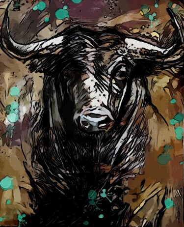 Torito negro - Gouache/inks/ panel - 80x65- bull,