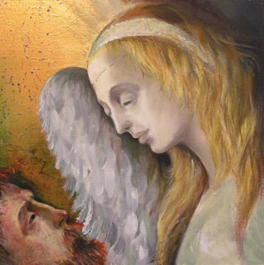 Painting titled "My Guardian-Angel" by Tony Ignatov, Original Artwork, Oil