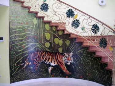 Картина под названием "Mural in a private…" - Sergey And Vera, Подлинное произведение искусства, Масло