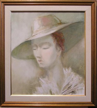 Painting titled "Woman in White" by Tony Ignatov, Original Artwork, Oil