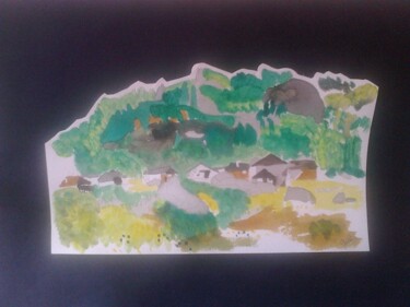 Peinture intitulée "Les alpages" par Galia, Œuvre d'art originale, Aquarelle