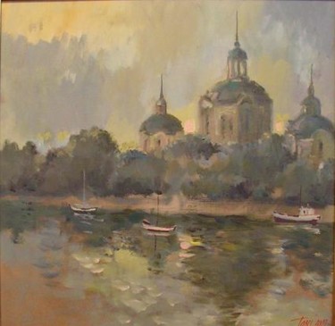 Painting titled "Along Danube" by Tony Ignatov, Original Artwork, Oil