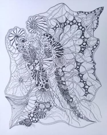 Drawing titled "Post anthropocène n…" by Christophe Gueraut, Original Artwork, Marker