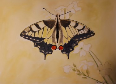 Peinture intitulée "Le papillon voilier" par Chris Texier, Œuvre d'art originale, Aquarelle
