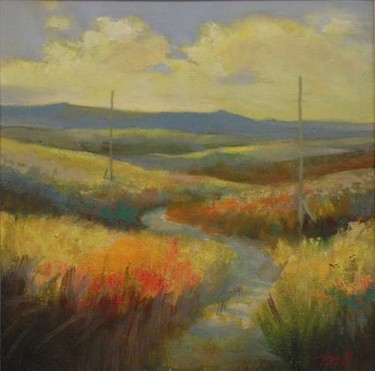 Painting titled "Landscape - Village…" by Tony Ignatov, Original Artwork, Oil