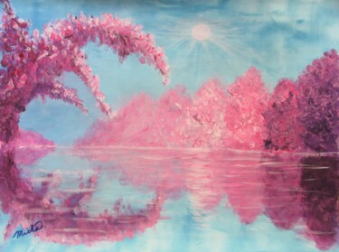 Painting titled "Rêve de printemps" by Michela Poulin, Original Artwork, Acrylic Mounted on Cardboard