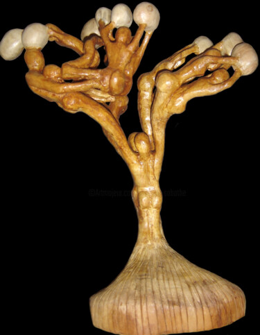 Sculpture intitulée "Arbre généalogique" par Bernard Sabathé, Œuvre d'art originale, Bois