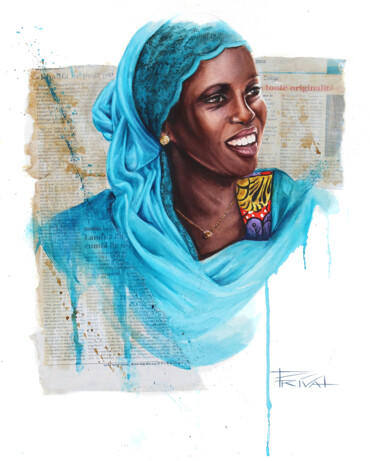 Peinture intitulée "Teranga" par Sonia Privat, Œuvre d'art originale, Aquarelle